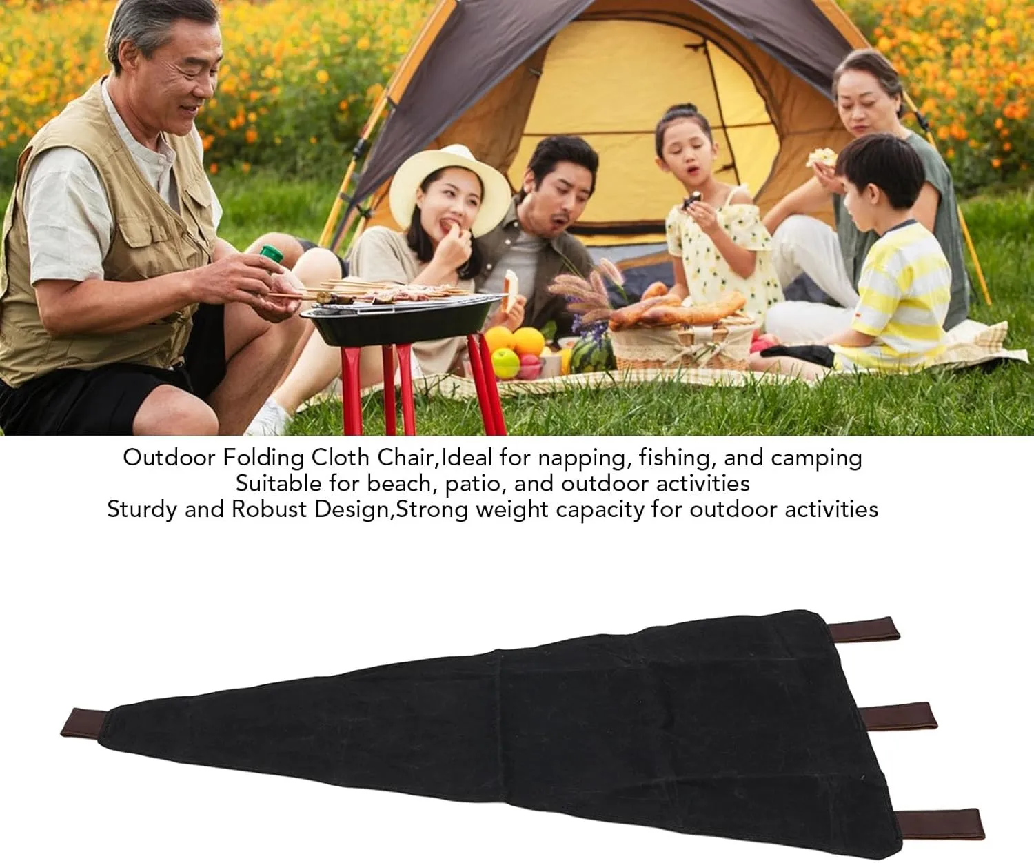 Folding Camp Stool, Sturdy and Robust Multi Functional Use Camping Stool Cloth Fabric with Rope, Portable Seat | Foldable Camping Chair | Beach Chair for Fishing Beach Hiking