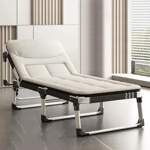 Folding Camping Bed 5-Position Adjustable Sleeping Cots for Adults W/Mattress and Pillow Camping Cot Load 500lb Lounge Chair