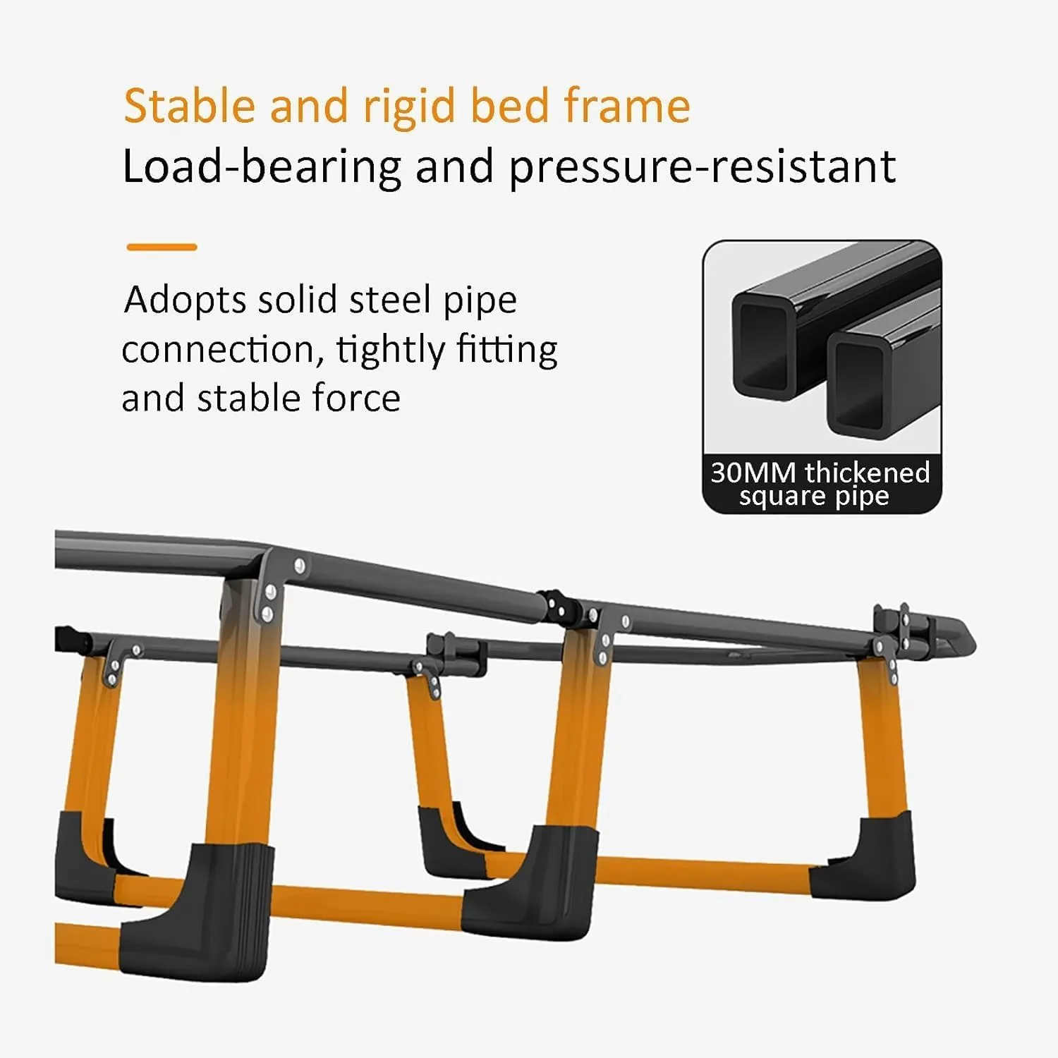 Folding Camping Bed 6 Gears Adjustable Camping Cot W/Mattress and Side Pocket Sleeping Folding Cot Load 440lbs Lounge Chair