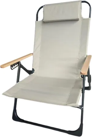 Folding Camping Chair Camp Chair Reclining Beach Chair Versatile Furniture Portable with Armrest Headrest for Picnic Beach