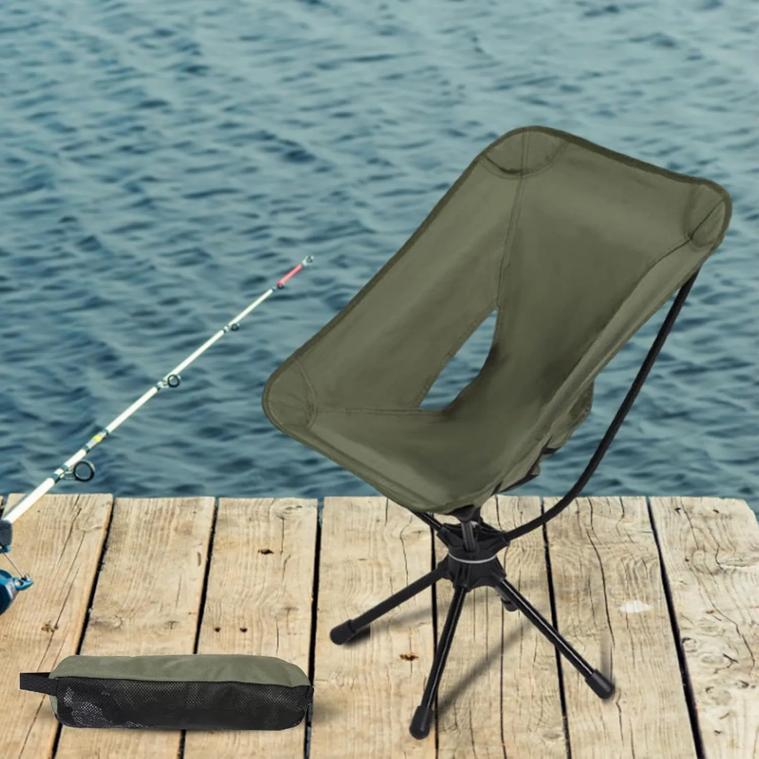 Folding Camping Chair Outdoor Moon Chair Non Slip Aluminum Alloy Frame Camp Stool Beach Chair Portable Chair for Park Travel, Brown