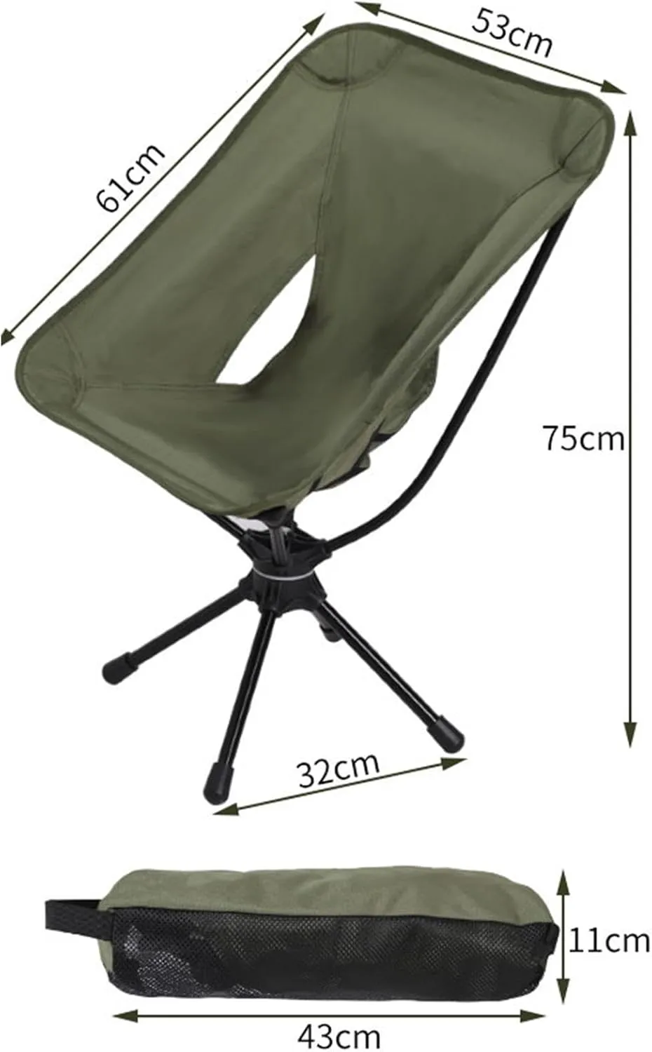 Folding Camping Chair Outdoor Moon Chair Non Slip Aluminum Alloy Frame Camp Stool Beach Chair Portable Chair for Park Travel, Brown