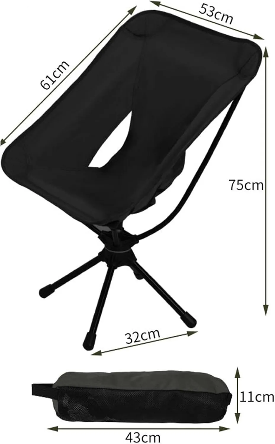 Folding Camping Chair Outdoor Moon Chair Non Slip Aluminum Alloy Frame Camp Stool Beach Chair Portable Chair for Park Travel, Brown