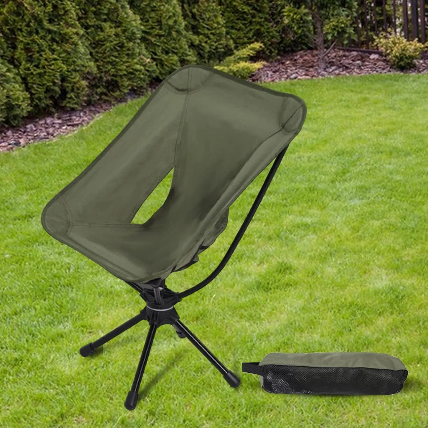 Folding Camping Chair Outdoor Moon Chair Non Slip Aluminum Alloy Frame Camp Stool Beach Chair Portable Chair for Park Travel, Brown