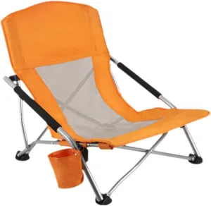 Folding Camping Chair Picnic Seat Lightweight Foldable High Backrest Folding Lounge Chair for Traveling Lawn Picnic Beach, Orange