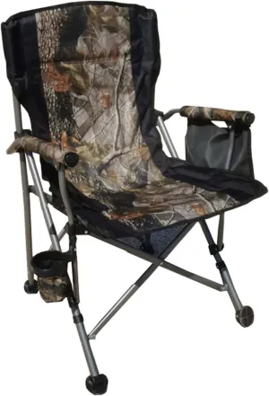 Folding Camping Chair, Portable High Back Padded Garden Chair with Armrests, Chairs with Cup Holder and Cooler Bag for Adults Duty Steel Frame Support 150 KG Camouflage