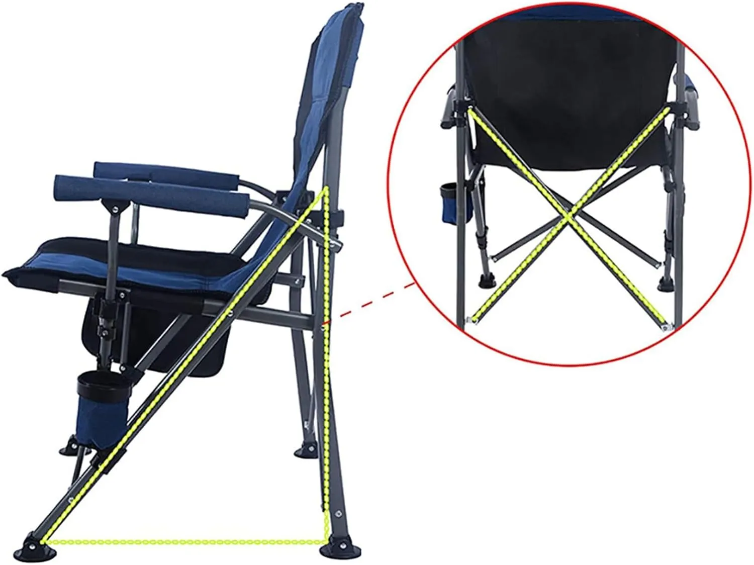 Folding Camping Chair, Portable High Back Padded Garden Chair with Armrests, Loadable 150kg, Chairs for Fishing Garden Picnic and Travel B