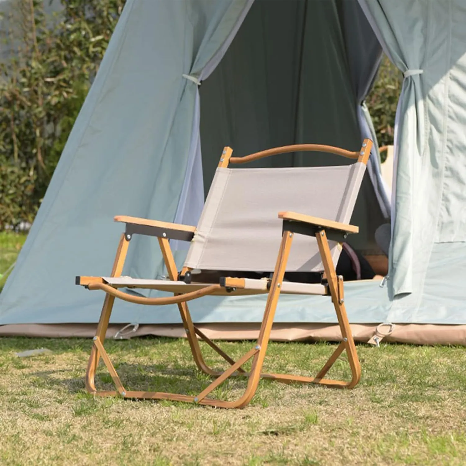 Folding Camping Chair Portable Outdoor Lawn Chairs Heavy Duty Lawn Chair with 550 LBS Steel Frame Collapsible Padded Arm Chair Oversized Camping Folding Chair