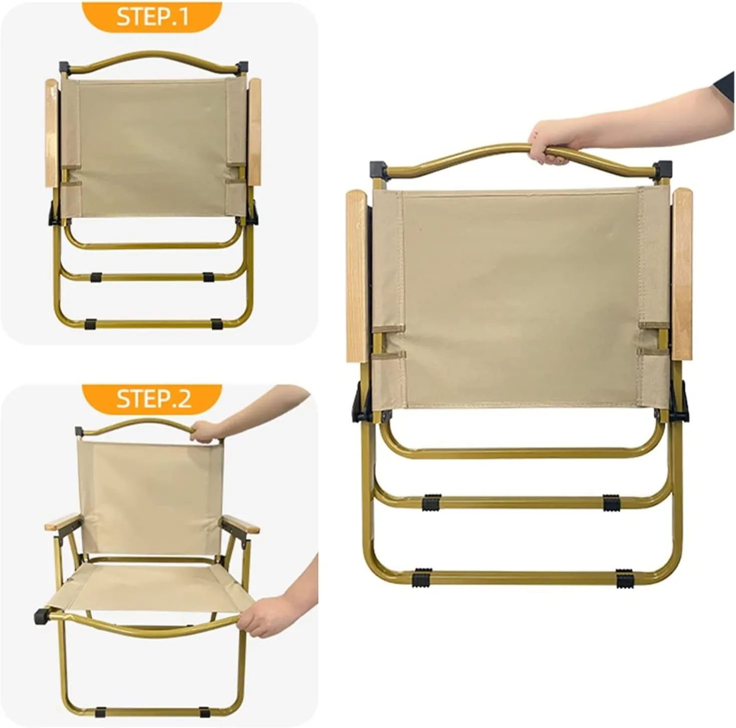 Folding Camping Chair Portable Outdoor Lawn Chairs Heavy Duty Lawn Chair with 550 LBS Steel Frame Collapsible Padded Arm Chair Oversized Camping Folding Chair
