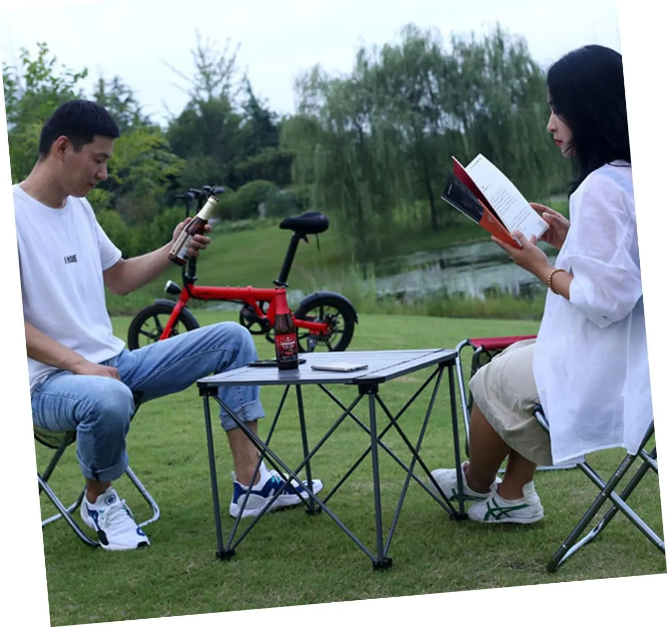 Folding Camping Chair Portable Stool Aluminum Alloy Frame Thicken for Hiking Indoor Footrest and Outdoor