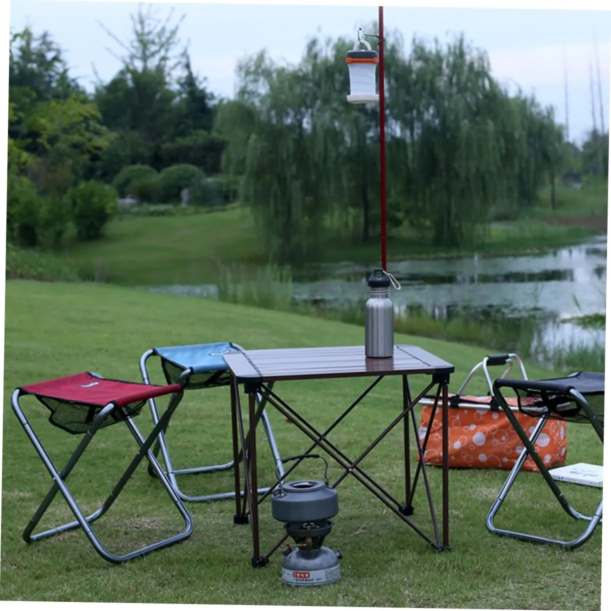 Folding Camping Chair Portable Stool Aluminum Alloy Frame Thicken for Hiking Indoor Footrest and Outdoor