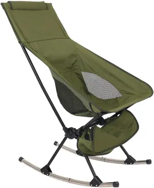 Folding Camping Chair Rocker Travel with High Back Outdoor