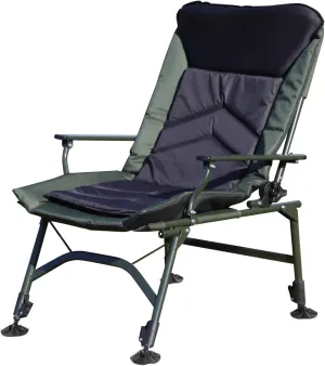 Folding Camping Chair with Adjustable Backrest, 330lbs Capacity, Padded Recliner with 360° Adjustable Feet, Green and Black