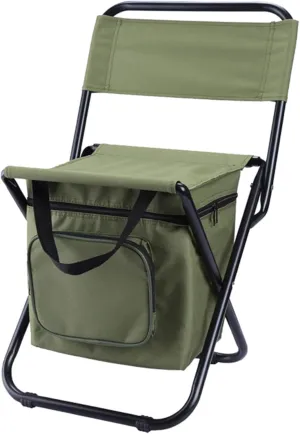Folding Camping Chairs Fishing Chair with Cooler Insulated Bag Portable Backpack Chair Waterproof Folding Chair Rucksack Seat Bag Anti-Slip Fishing Stool