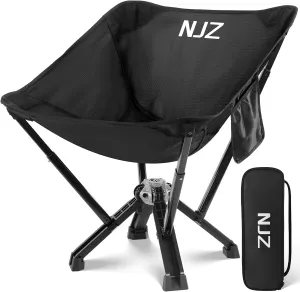 Folding Camping Chairs for Adults - 600 LBS Capacity Sturdy Camping Folding Chair, Portable Chair with Quick Setup & Carry Bag - Compact Camp Chair for Outdoor Adventures - Black