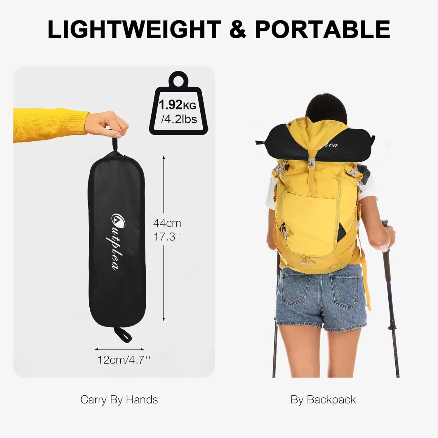 Folding Camping Chairs Men Women, High Back Beach Camping Chairs for Adults, Lightweight Backpacking Travel Chair for Hiking Outside Picnic, Black