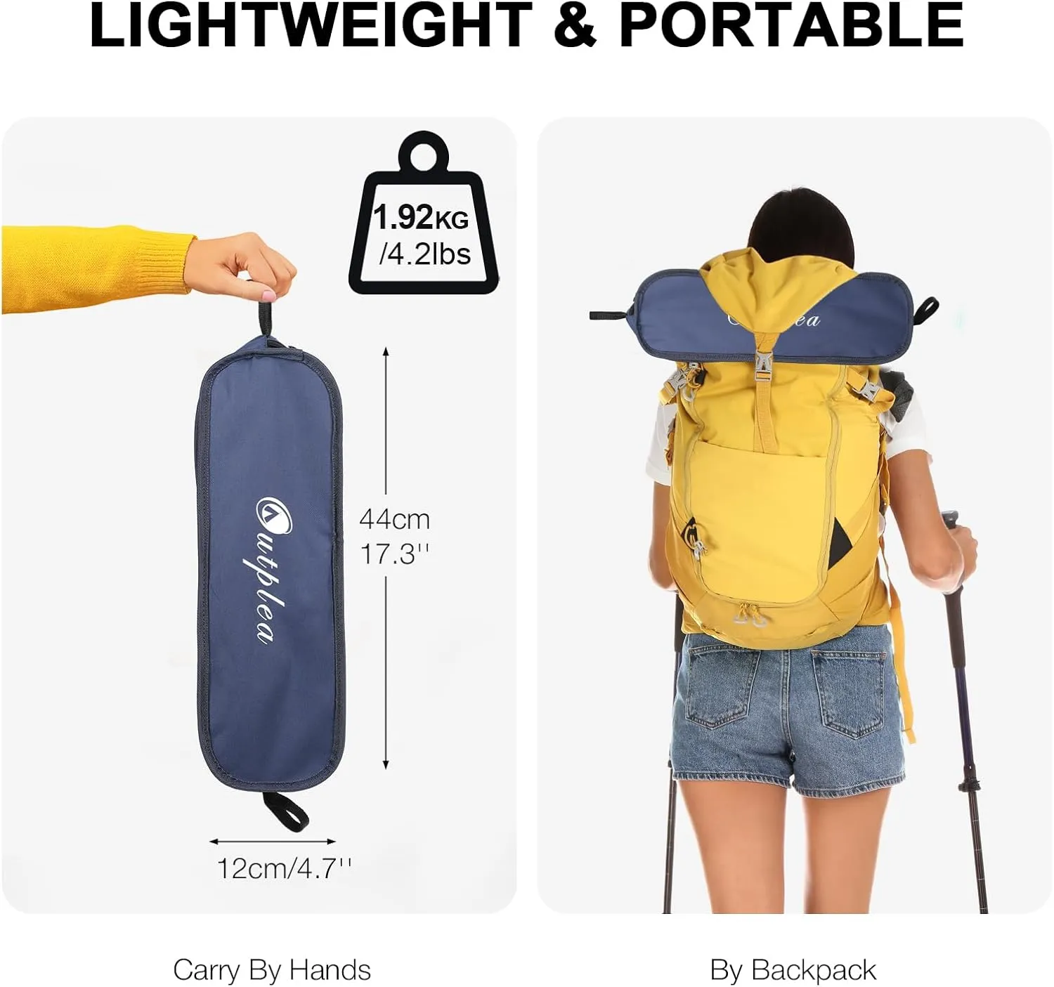 Folding Camping Chairs Men Women, High Back Beach Camping Chairs for Adults, Lightweight Backpacking Travel Chair for Hiking Outside Picnic, Blue