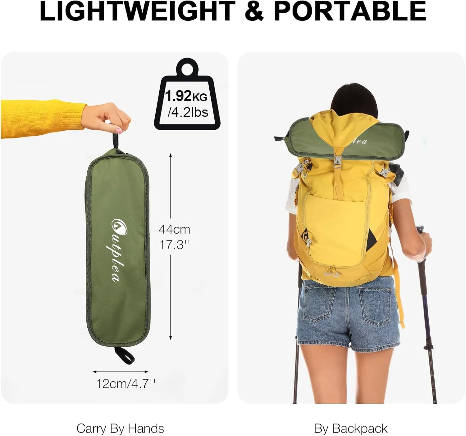 Folding Camping Chairs Men Women, High Back Beach Camping Chairs for Adults, Lightweight Backpacking Travel Chair for Hiking Outside Picnic, Green