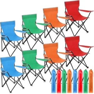 Folding Camping Chairs with Cupholder and Carry Bag Portable Lightweight Lawn Chairs with Mesh Side Pocket for Fishing Hiking Picnic Party Beach Outdoor Sports Activity (Classical,8 Pcs)