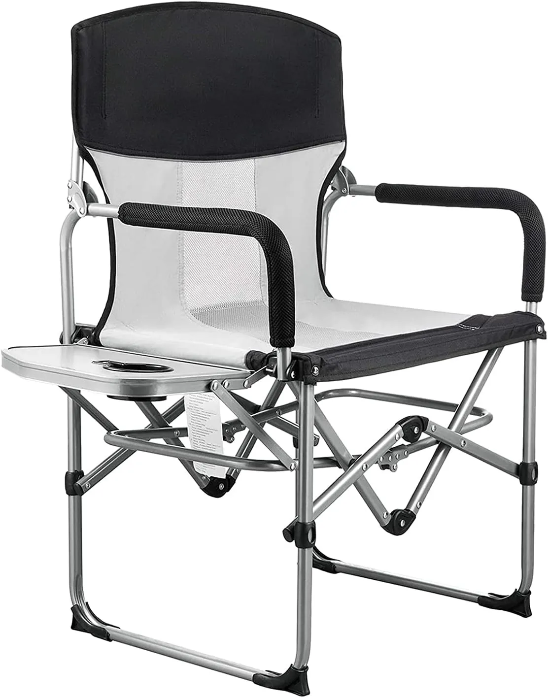 Folding Camping Directors Beach Chairs with Side Table and Handle Compact Strong Sturdy Solid Aluminium Mesh Chair for Outdoor Travel Hike Picnic