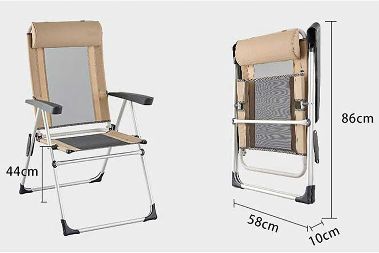 Folding Camping Outdoor Deck Chair Portable Armchair Fishing Camping Seat Stool with Adjustable Backrest and Breathable Mesh Backrest Chairs Foldable(A)