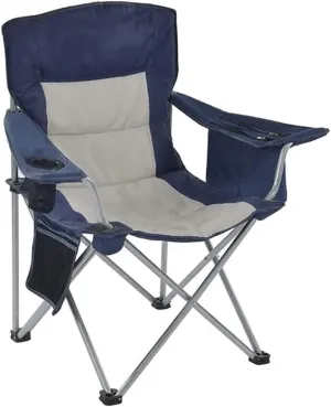 Folding Camping Padded Deck Chair Lightweight Durable Compact Portable Folding Fishing Chair Beach Casual Backrest Chair with Side Pockets Chairs Foldable(Blue)