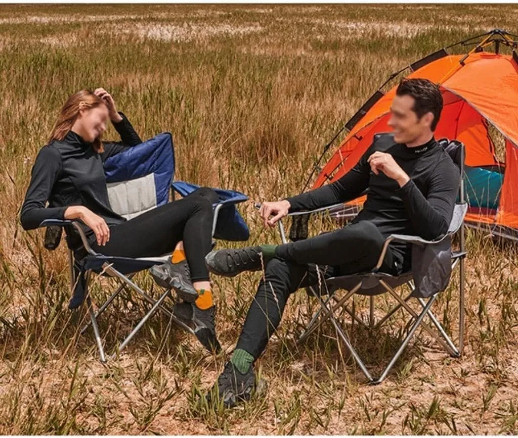 Folding Camping Padded Deck Chair Lightweight Durable Compact Portable Folding Fishing Chair Beach Casual Backrest Chair with Side Pockets Chairs Foldable(Blue)