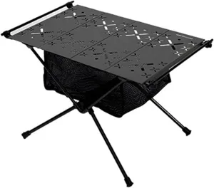 Folding Camping Table, Aluminum Alloy Lightweight Picnic Backpacking Table, Outdoor Camping Table for Picnic, Camping, BBQ, Party, Backyard, Beach (Black)