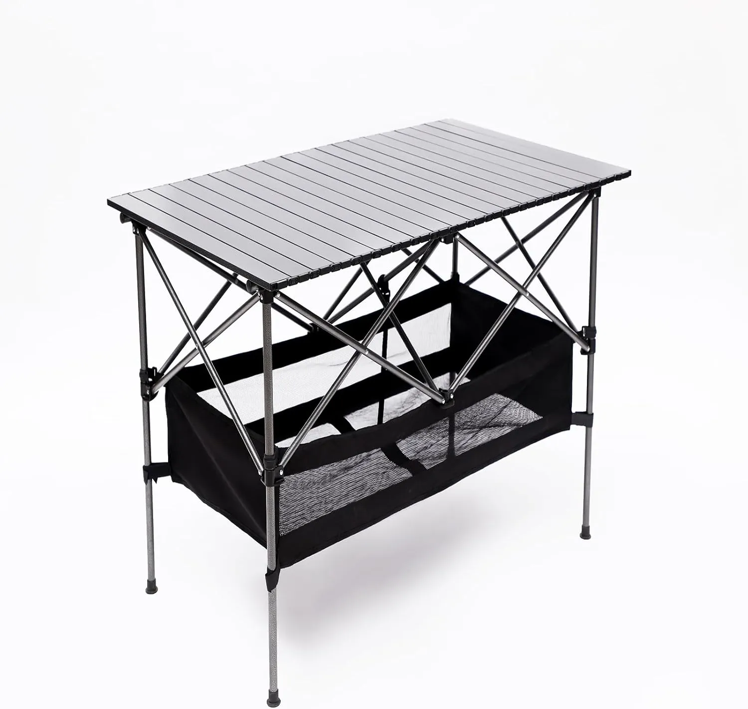 Folding Camping Table, Aluminum Roll-up Table with Easy Carrying Bag for Indoor, Outdoor, Camping, Beach, Backyard, BBQ, Party, Patio, Picnic Black One Size