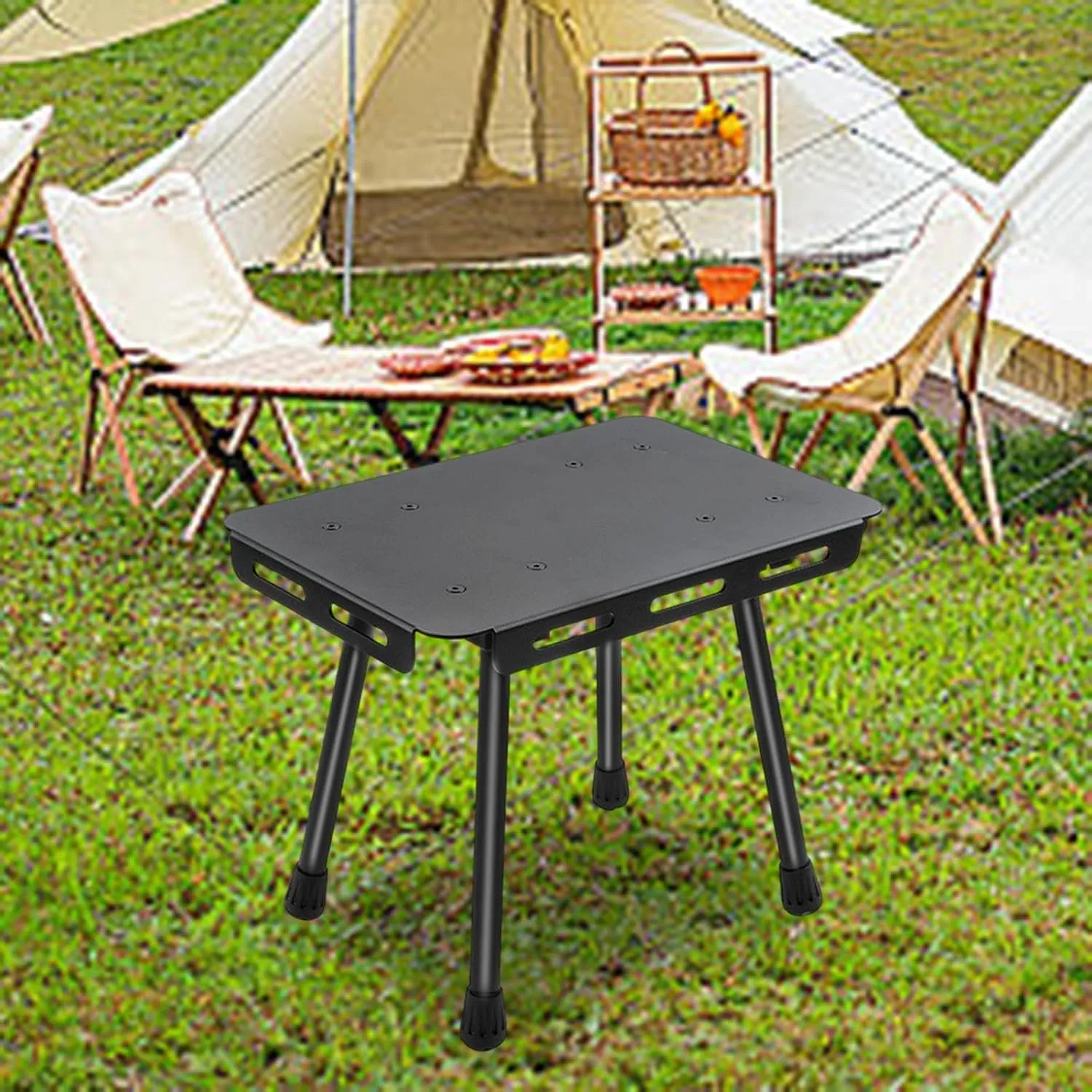 Folding Camping Table Beach Table with Carry Bag Heavy Duty Small Chair Portable Stool for Backyard Patio BBQ Yard Travel