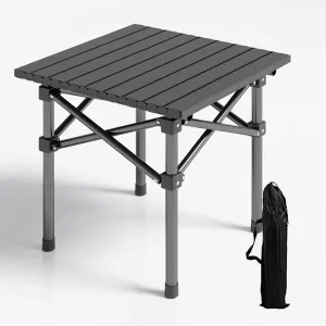 Folding Camping Table, Carbon Steel Height Adjustable Lightweight Metal Camping for Hiking Backpacking Picnic BBQ Black