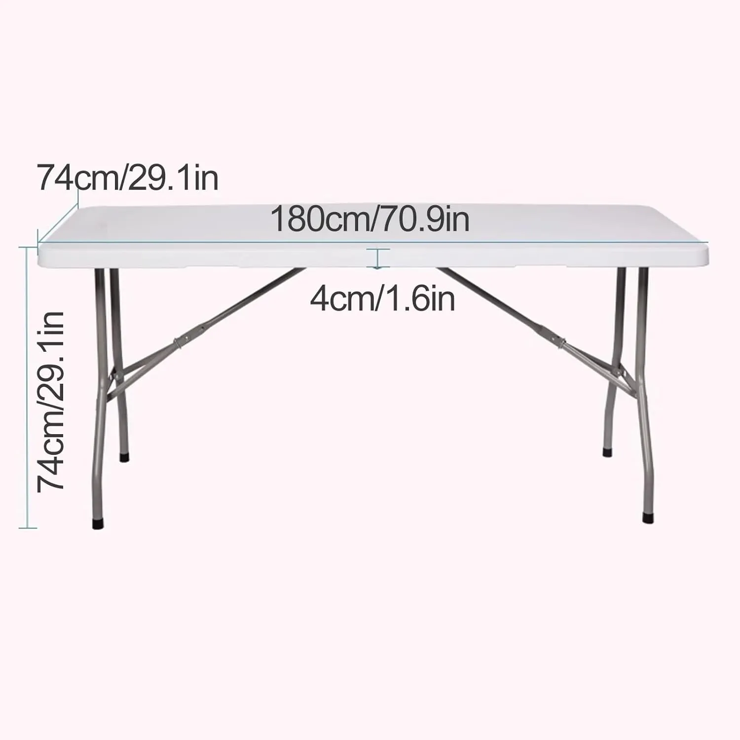 Folding Camping Table for Outdoor, Compact and Portable Picnic Table for Grill, Plastic Office Table for Party, Wedding, Kitchen, BBQ, Easy for Storage