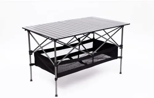 Folding Camping Table Lightweight Aluminum Table for Outdoor BBQ Backyard Patio Party 120Lbs (Black, 46.46" L x 27.56 "W x 27.56 "H)