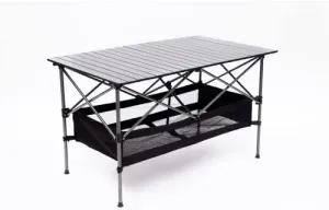 Folding Camping Table Lightweight Aluminum Table for Outdoor BBQ Backyard Patio Party 120Lbs (Black, 46.46" L x 27.56 "W x 27.56 "H)