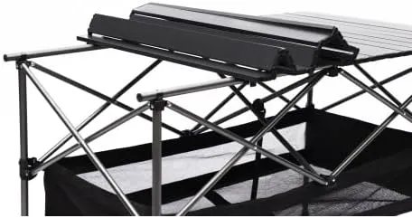 Folding Camping Table Lightweight Aluminum Table for Outdoor BBQ Backyard Patio Party 120Lbs (Black, 46.46" L x 27.56 "W x 27.56 "H)