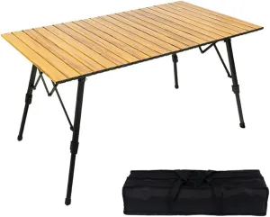 Folding Camping Table Lightweight Outdoor Adjustable Height Side Table with Storage Bag Aluminum Portable Roll-Up Picnic Table