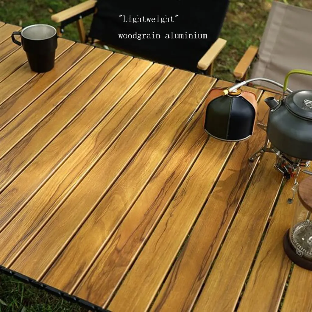 Folding Camping Table Lightweight Outdoor Adjustable Height Side Table with Storage Bag Aluminum Portable Roll-Up Picnic Table