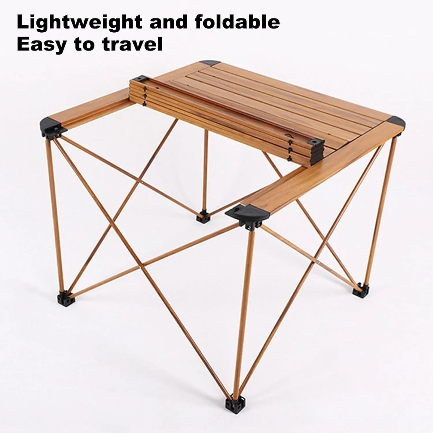 Folding Camping Table, Portable Aluminum Folding Table for Picnic, Camping, and Outdoor Use, Lightweight Dining Table with Carry Bag (135x70x56cm)(70 * 70 * 57cm)