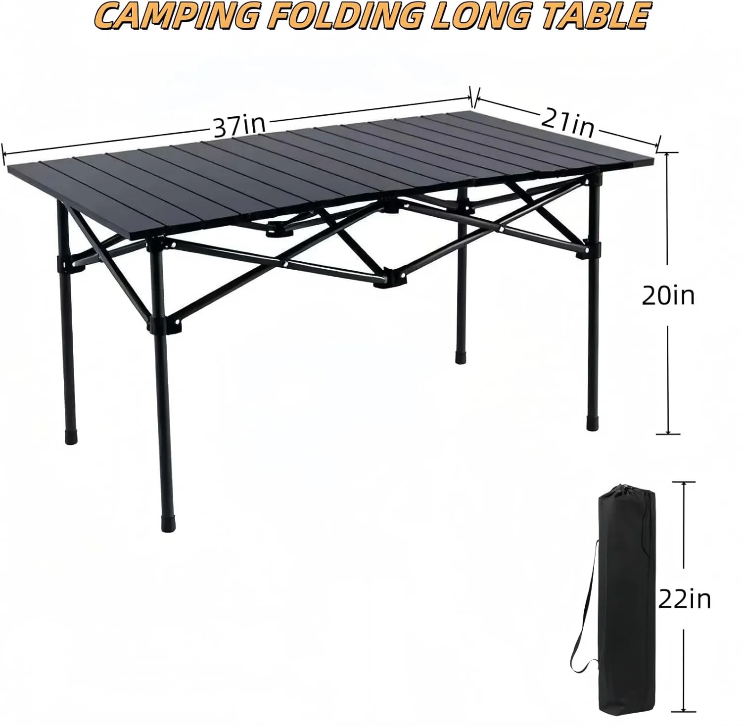 Folding Camping Table, Portable Beach Table,with Portable Bag，Suitable for Indoor, Outdoor, Camping, Backyard, Party, Patio, The Black Camping Table at The Beach