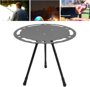 Folding Camping Table, Portable Height Adjustable Outdoor Small Round Table, Lightweight Aluminum Alloy Beach Table for Travel and Camping