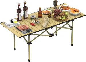 Folding Camping Table, Portable Picnic Table Large with Carry Bag Travel Camping Table Large for 4-6 Person for Outdoor/Indoor Picnic, BBQ and Hiking