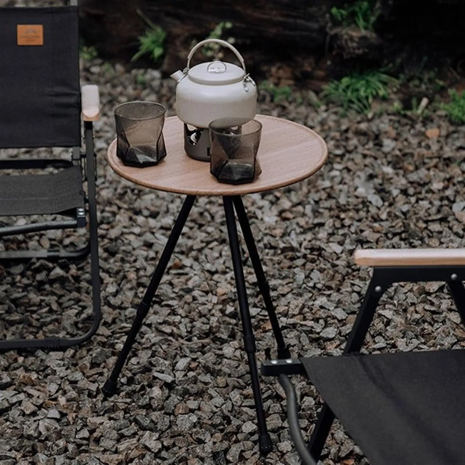 Folding Camping Tables Outdoor Aluminum Alloy Table Folding Round Table Camping Self-Driving Travel Equipment Supplies Portable Liftable Table(Black)