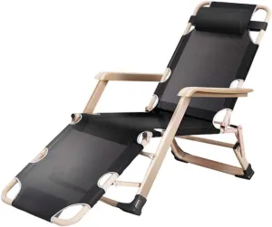 Folding Chair Beach Chairs Sun Lounger Recliner for Patio Garden Camping Outdoor Square Steel Legs with Free Holder,Blue