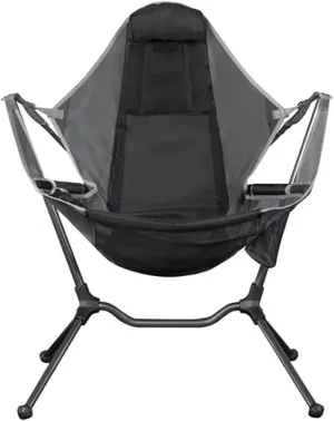 Folding Chair, Relaxation Rocking Chair Recliner Camping Swing, Comfortable and Comfortable Outdoor Folding Chair, Lightweight Camping Fishing Chair-Grey
