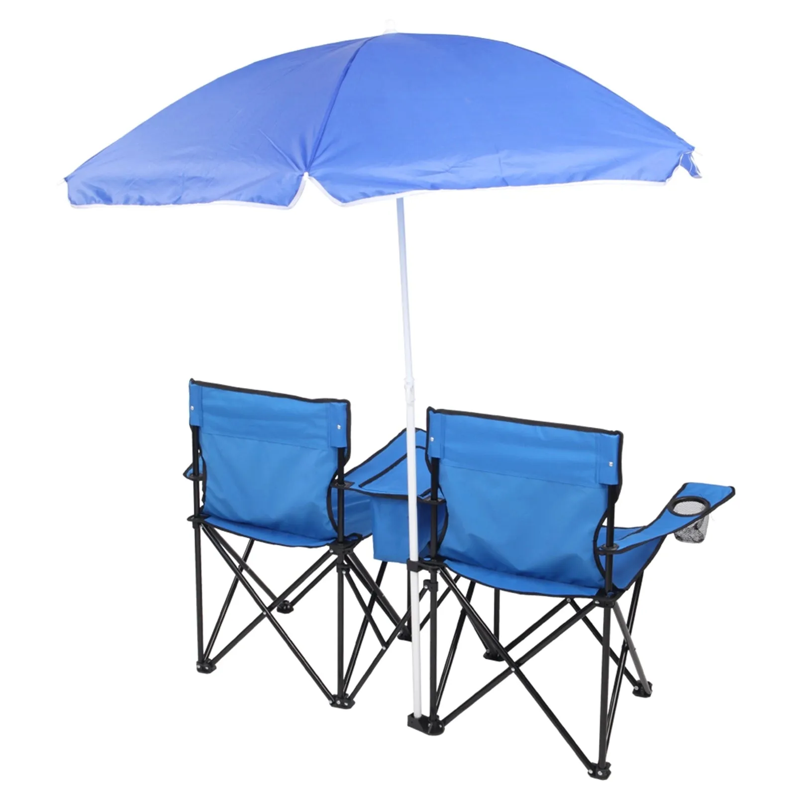Folding Chair with Umbrella - Outdoor Lightweight Comfortable Beach Chair - Beach Essentials 2-seat Camping Chairs