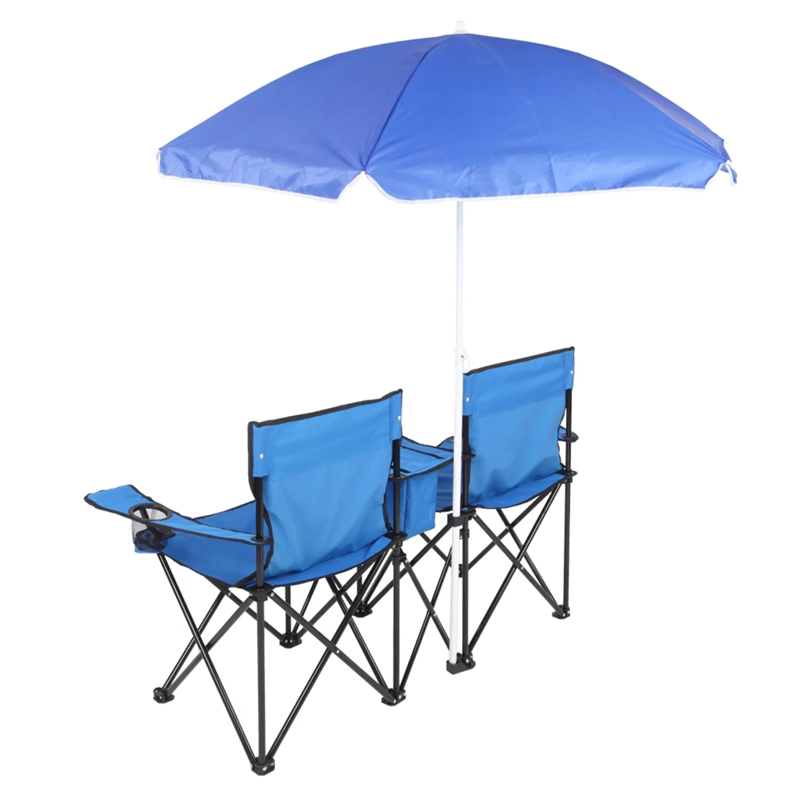 Folding Chair with Umbrella - Outdoor Lightweight Comfortable Beach Chair - Beach Essentials 2-seat Camping Chairs