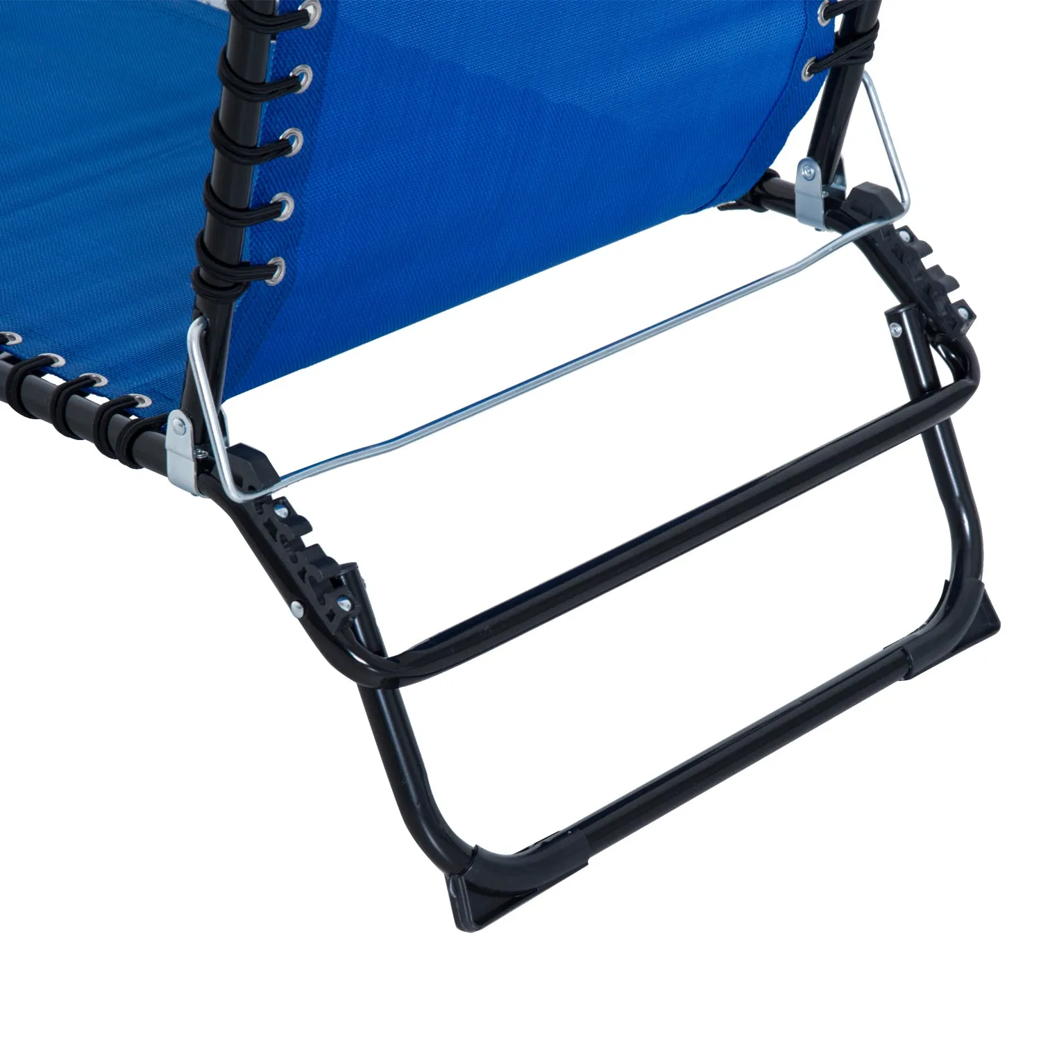 Folding Chaise Lounge Chair with 4-Position Recline, Breathable Mesh & Bungee Seat, Blue