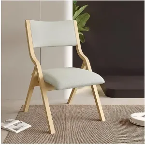 Folding Dining Chair Foldable Chair Rest Computer Desk Chairs Padded Seat with Wood Frame,Portable Backrest Chair Multi-Purpose Chairs for Indoor Office(Beige)