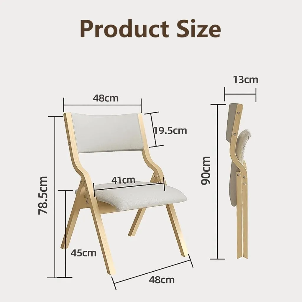 Folding Dining Chair Foldable Chair Rest Computer Desk Chairs Padded Seat with Wood Frame,Portable Backrest Chair Multi-Purpose Chairs for Indoor Office(Beige)