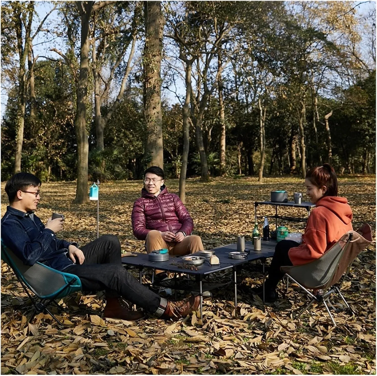 Folding Dining Table Lightweight Rain-Proof Detaable Outdoor Camping Desk Aluminum Alloy Folding Table Portable Picnic Fishing Beer Table (Color : with Lamp Holder)